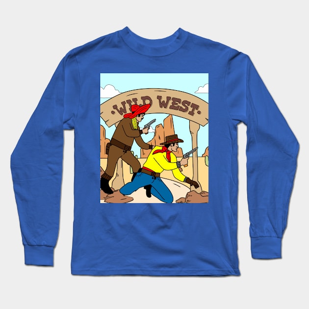 Retro Wild West Cowboys Rodeo Long Sleeve T-Shirt by flofin